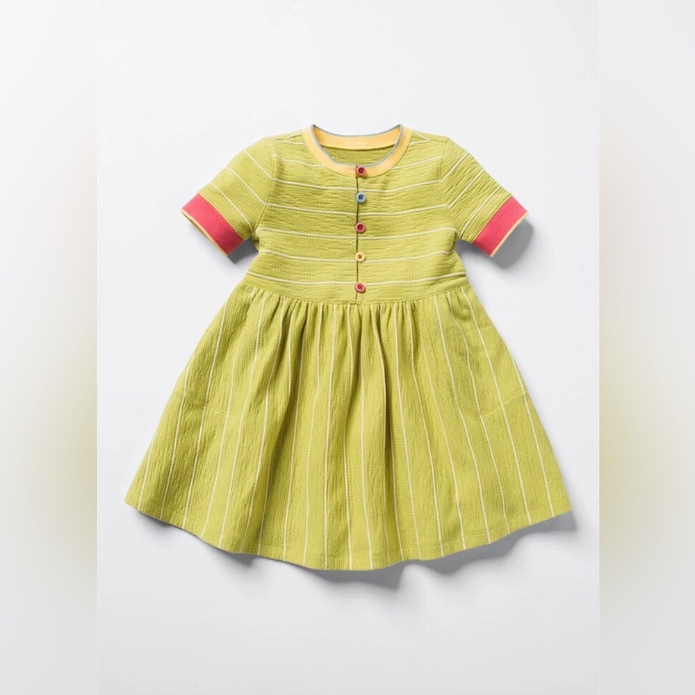 Matilda Jane Enchanted Garden Willow Green Ribbed Stripe Dress with Pockets